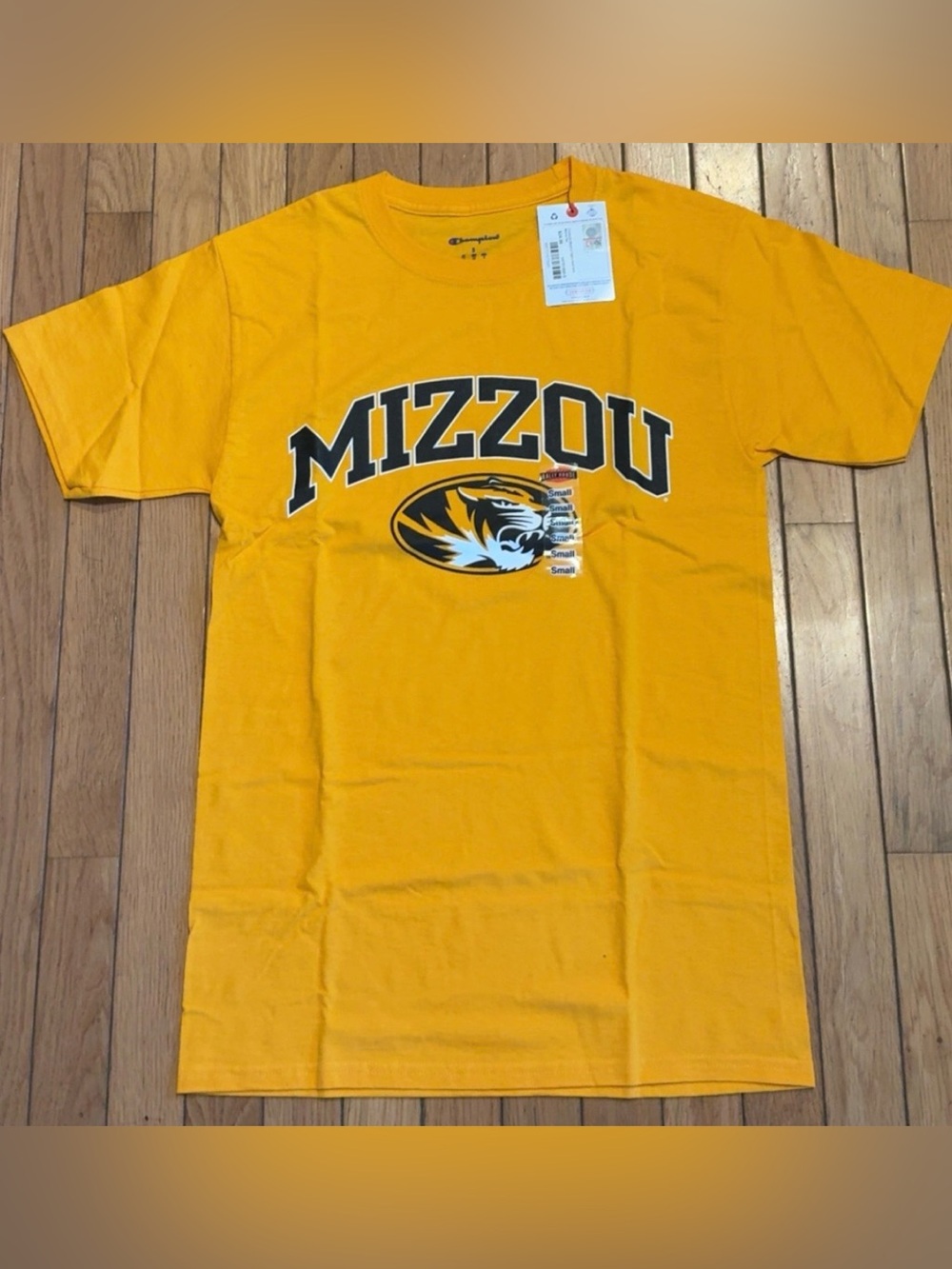 Champion Missouri Tigers Gold Arch Mascot Tee Mizzou, Size Small